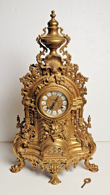 Italian Imperial Rococo Louis XIV style Hermle Gilt Brass wind-up