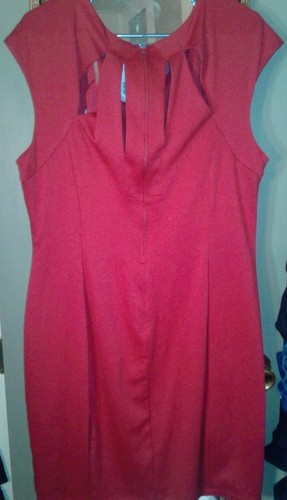 $79 Ruby Rox Sleeveless Red Dress w/ Gold Ball Accented Design & peek-a boo Slit - Picture 2 of 7