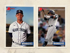 Lot (2) JULIO RODRIGUEZ 2021 Bowman Heritage rookie cards IMAGE VARIATION + Base