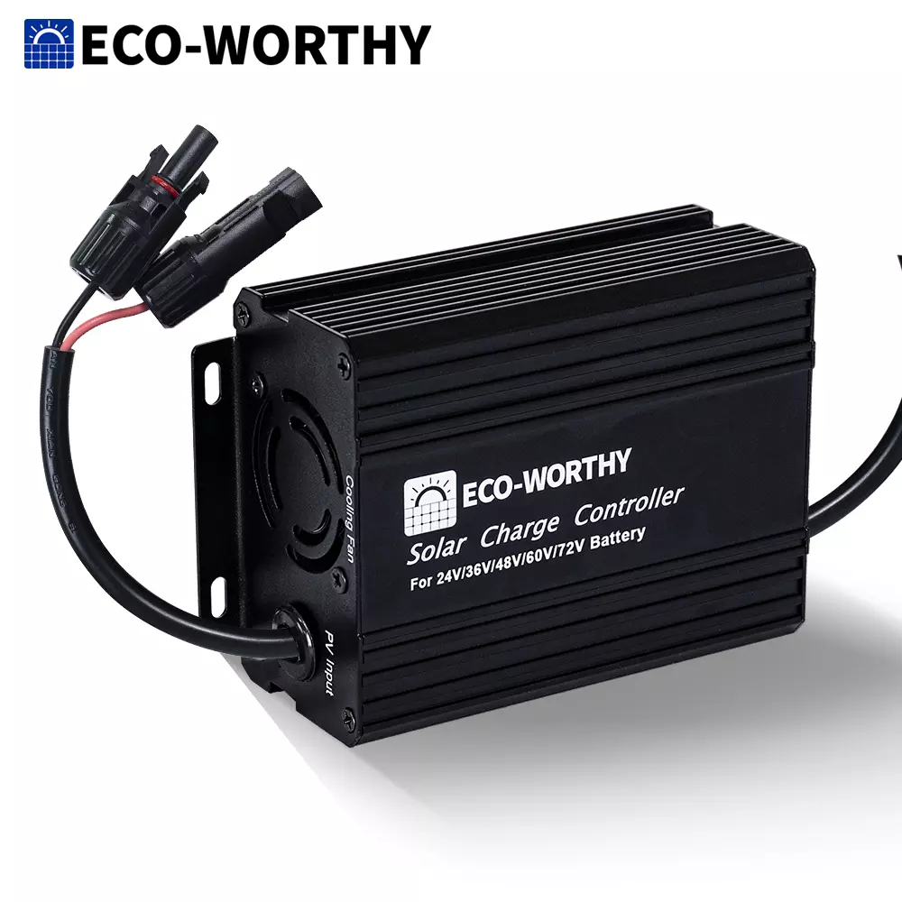 ECO-WORTHY 40A MPPT Solar Charge Controller 12V/24V DC Input & Digital OLED  Display & Temp Sensor & Negative Ground, 99% Charging Efficiency Solar