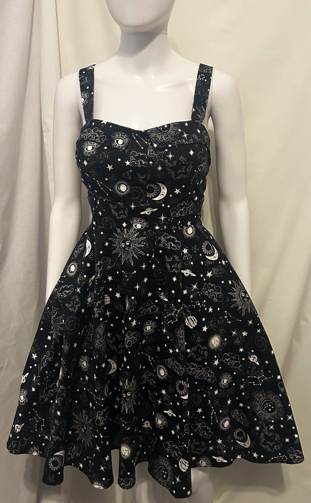 ATTIC SALT SZ L LUNAR FOLD OVER DRESS PINUP RETRO CELESTIAL GOTH WITCH FESTIVAL