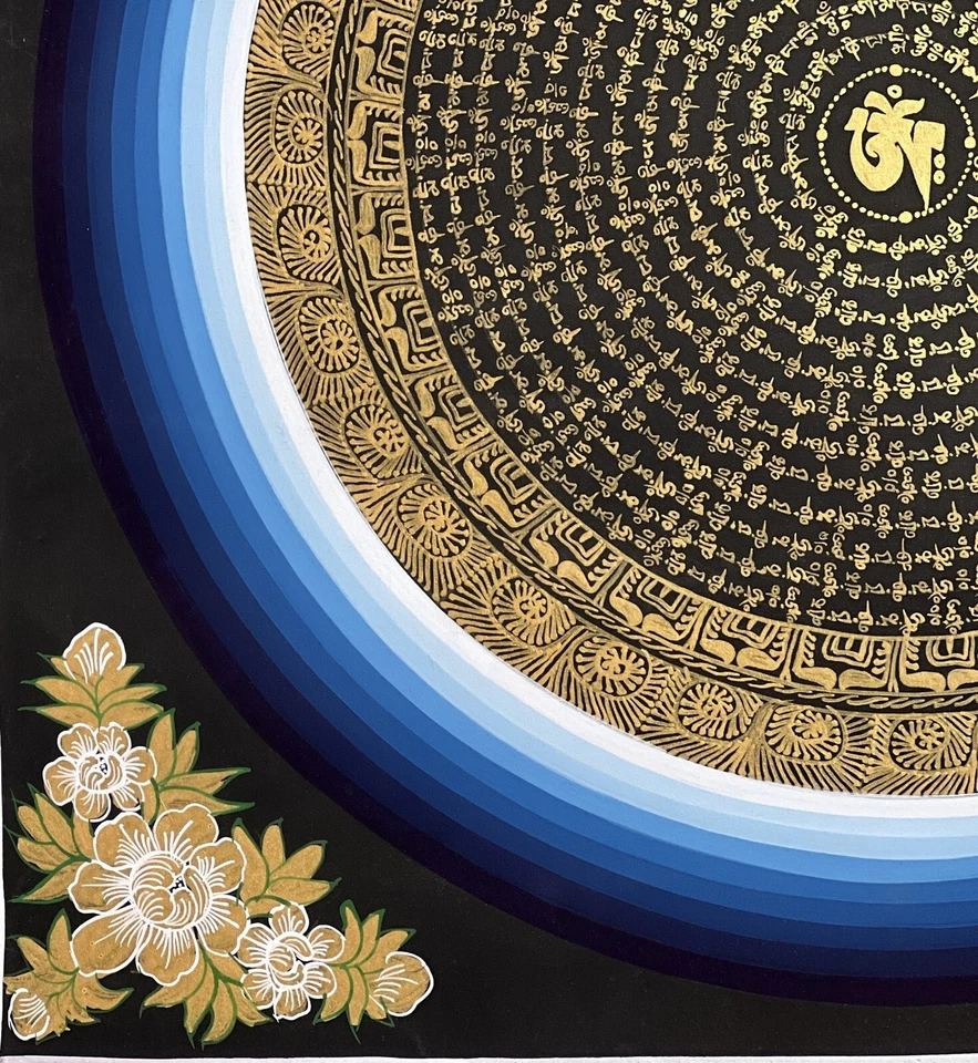 PINTURA THANGKA TIBETANA MEDITACIÓN MANDALA MANTRA HUM MANTRA ORIGINAL OM MANI PADME Foto 4 de 4