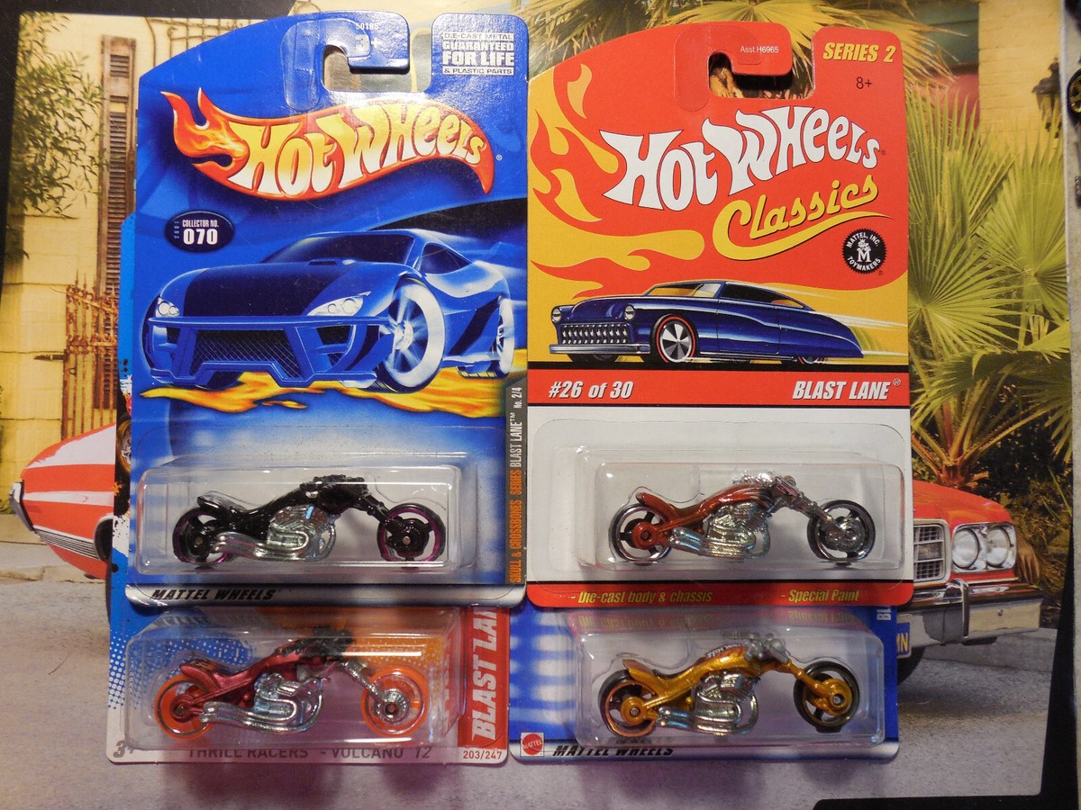 Hot Wheels BLAST LANE LOT 4 Skull Crossbones CLASSICS THRILL