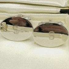 Vintage S Monogram Cufflink Tie Pin Set Silve...