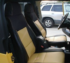 Jeep Wrangler 03-06 Blackbeige Leather-like Custom Made Front Rear Seat Cover