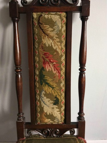 Antique Victorian Oak Prayer Nursery Chairs Stunning Tapestry - Picture 2 of 8