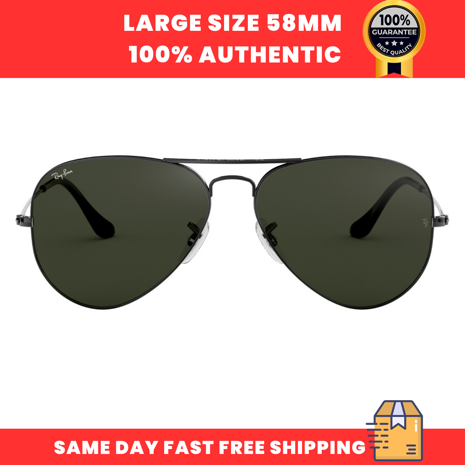 Ray-Ban RB3025 W0879 Aviator Sunglasses Green Non-Polarized 58mm Metal Frame  