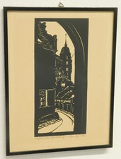 Alter original Scherenschnitt Meissen in Sachsen am Winkelkrug mit Bischofsturm