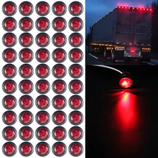3/4" 12V Marker Lights LED Round Side Bullet Light Truck Trailer Amber Red Lamps