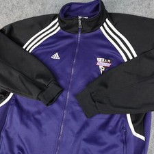 Vintage Adidas Jacket Mens XL Blue Black Team Snickers Candy Soccer Bomber Y2K