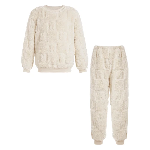 Kids Childrens Warm Fleece Pyjamas Set For Girls Boys Sleepwear 2 Pieces Sets - Bild 24 von 56