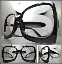 Womens Classic Vintage Retro Style Black Lensless Eye Glasses Frame Only NO Lens