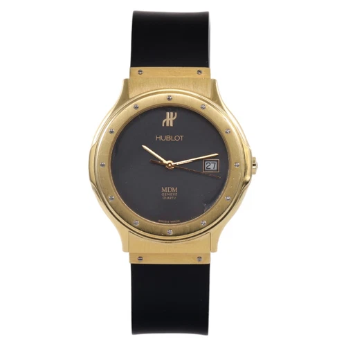Hublot MDM Depose Geneve 36mm 18K Yellow Gold Black Dial Mens Quartz 1515.3