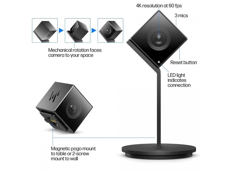 HP Presence See 4K AI Camera Webcam Hochauflösende Videokonferenzkamera - Bild 3 von 4
