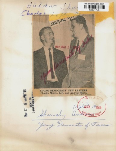1963 Press Photo Young Democrats Charles Morris and Andrew Shuval, Texas - 第 2/2 張圖片
