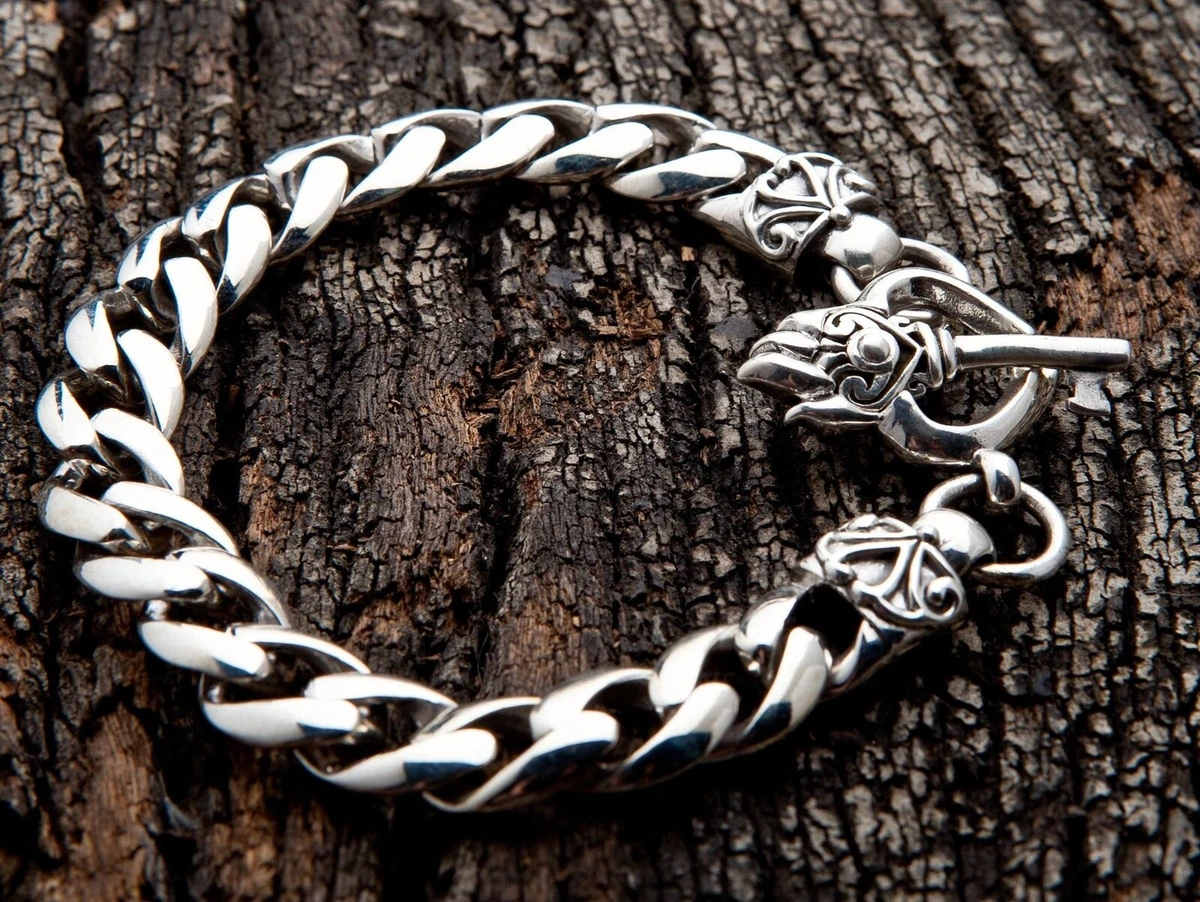 Mens sterling shop silver bracelets ebay