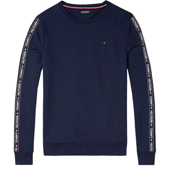 Cotton Sweatshirt Tommy Hilfiger Tape Sweatshirt Black New Mens