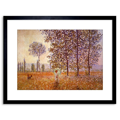 Gemälde Monet Sonnenlichteffekt Pappeln gerahmtes Bild Kunstdruck 9x7 Zoll