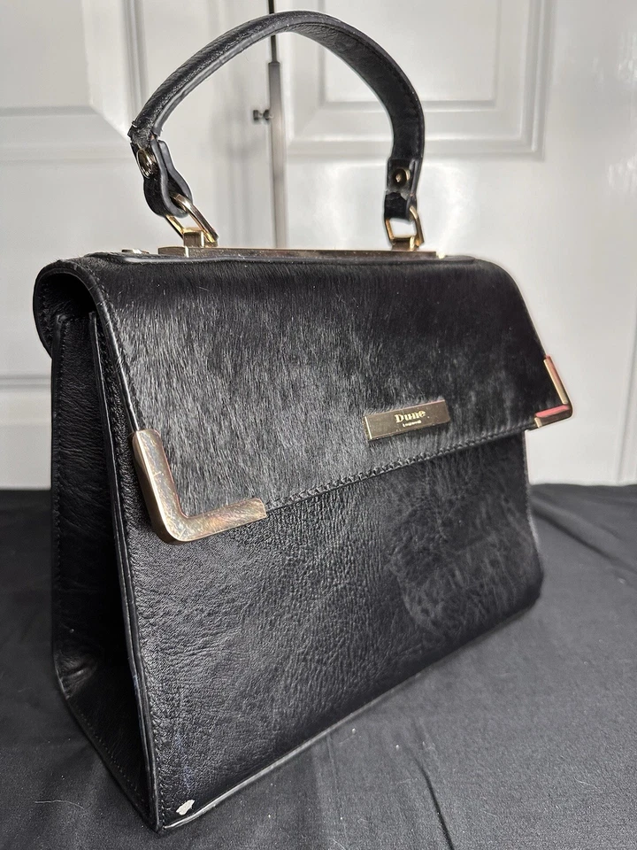  Bolso de cuero Dune London negro con asa superior imitación pelo de becerro PVC Foto 2 de 4