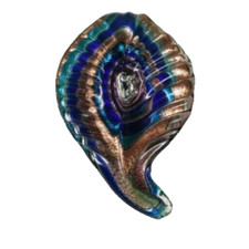 Art Glass Shell Shaped Pendant Textured Blue Swirl