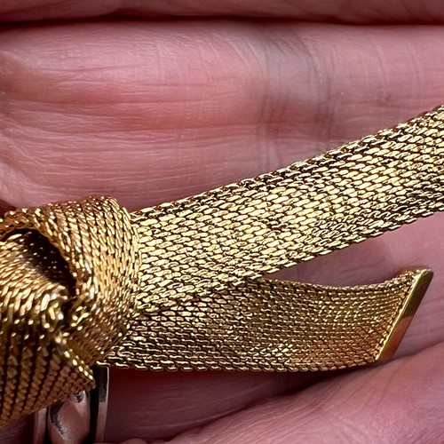 Stunning Vtg 1963 Grosse Germany Dior Textured Star Ribbon Bow Brooch Gold Plate - Picture 6 of 11