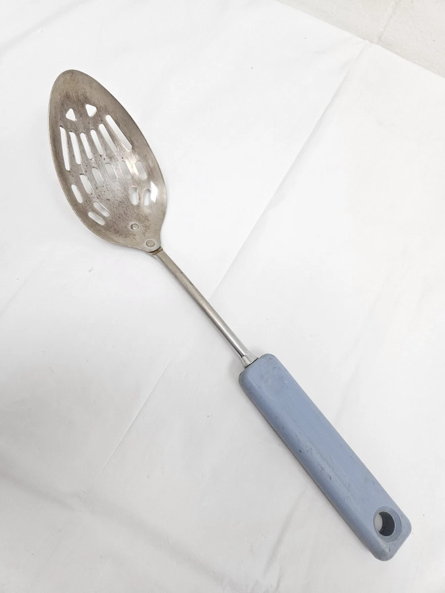 Ekco Slotted Spoon Blue Handle Vintage Kitchen Utensil