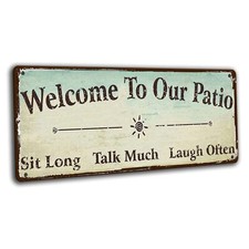 Welcome to Our Patio Sign Vintage Metal Tin Signs Backyard Wall Decor