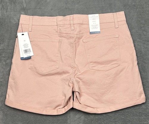 NEW New Directions Shorts Womens 14 Pink Denim Tummy Control Stretch Rolled Cuff - Picture 3 of 15