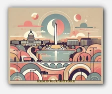 View of Washington D C minimalist Art scenes painting abstract  #1 Reprint
