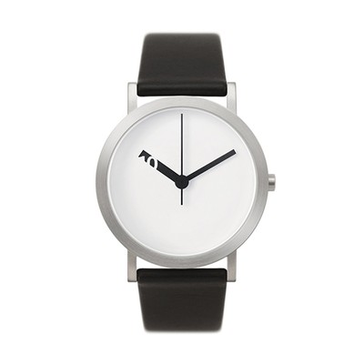 Montre Normal Timepieces Extra Normal Grande - Quartz, Boîtier Acier, Bracelet Cuir Noir - Homme