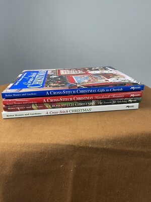 Lot Of 4 Better Homes & Gardens A Cross-Stitch Christmas 1995, 1996, 1998 & 2000