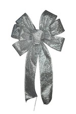 Small 5-6" Hand Made Silver Glitter Wired Christmas Bow - Wreath