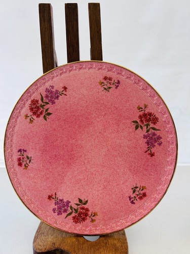 Vintage 1950s Pink Red Roses Large Pottery Charger Cake Plate H Aynsley &co - Picture 2 of 3