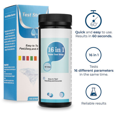 2025 Upgraded 16 IN 1 Drinking Water Quality Test Strips, Easy and Quick Detect