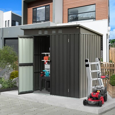 Domi Backyard Storage Shed 6.3' x 4.5' w/Sloping Roof Steel Frame Lockable Door