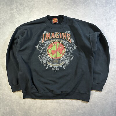 Vintage Hard Rock Cafe Sweatshirt Mens XL Imagine Why Hunger World Peace