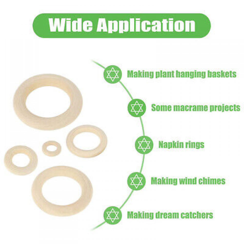 100Pcs 15-50mm Wooden Rings for Macrame Craft Jewelry Making Connector  Handmade