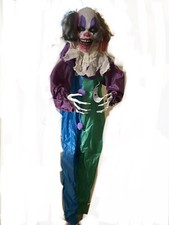 6 Ft Scary Halloween Hanging LED Red Eyes Animated Sounds Shaking Clown New
