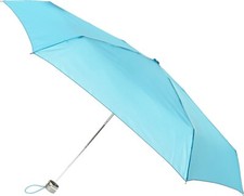 totes Classics Micro Mimi Manual Compact Umbrella, 38"-40" arc Blue, NEW