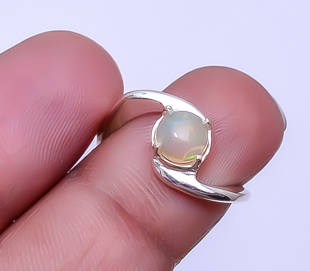 Ethiopian Opal Solid 925 Sterling Silver Ring S.5 R14, Valentin's Day Gift
