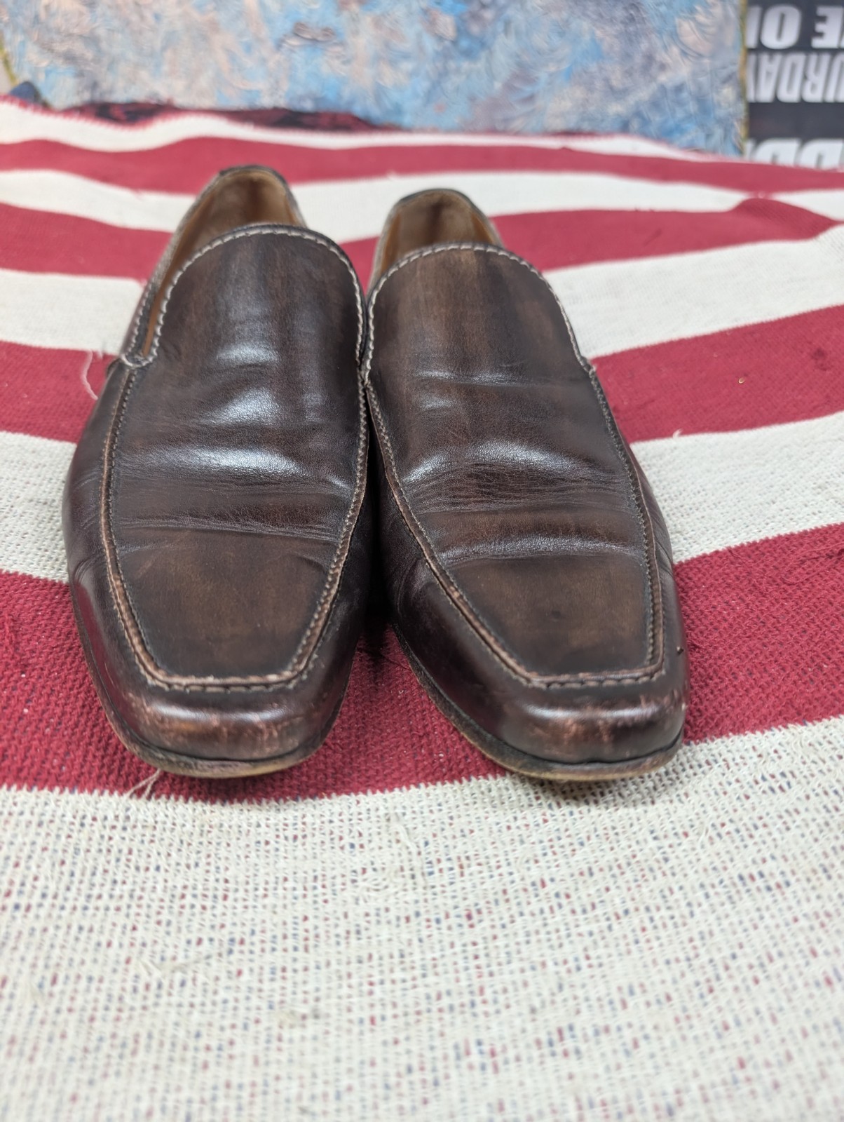 Scarpe eleganti mocassini vintage YSL Yves Saint LAURENT uomo pelle marrone EUR 43 US10