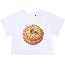 'Funny Gammon Steak With Pineapple' Women's Cotton Crop Tops (CO059174)
