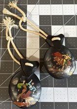 HAND-MADE HAND-PAINTED CUBAN CASTANETS HAND PERCUSSION INSTRUMENTS WOOD