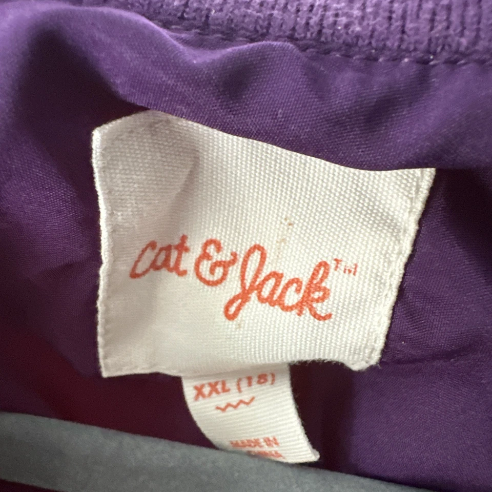 Cat & Jack Satin Bomber Youth XXL, Purple, Teal, Rocket Ship, 80's vibe - Image 3 of 4