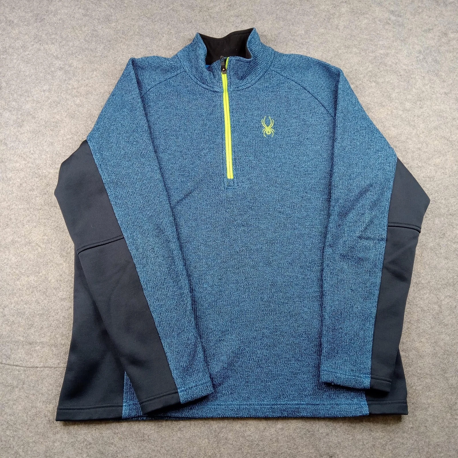 Spyder Pullover Mens XL Blue 1/4 Zip Long Sleeve Ski Fleece Top Hiking