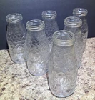 Vintage Honey Comb Milk Bottle Bee Glass Jar Container 6" Tall Embossed Set Of 6
