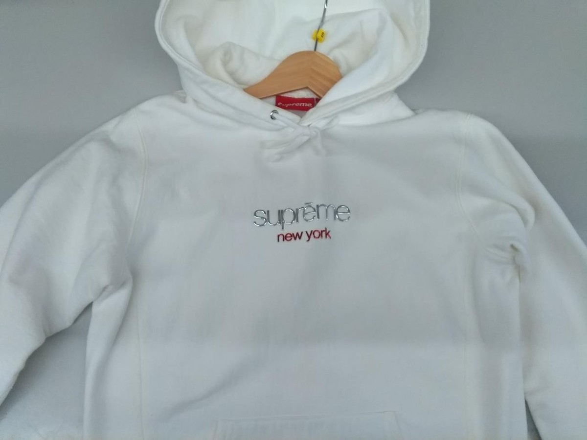 Supreme Chrome Classic Logo Hoodie S Gray Used Streetwear, 13th