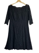 ELIZA J Bateau Neck 3/4 Sleeve Lace Mini Dress Size: 14