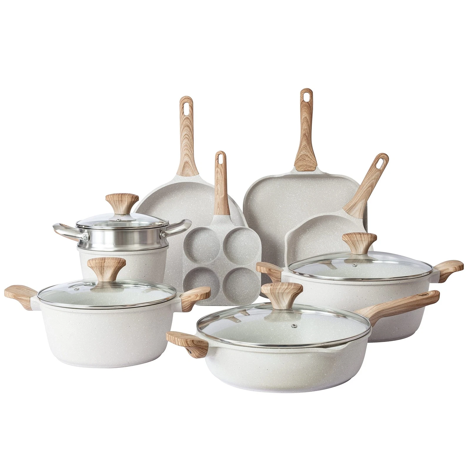 NonStick Cast Aluminum Cookware Set Durable Kitchen Cookware for Everyday Co...