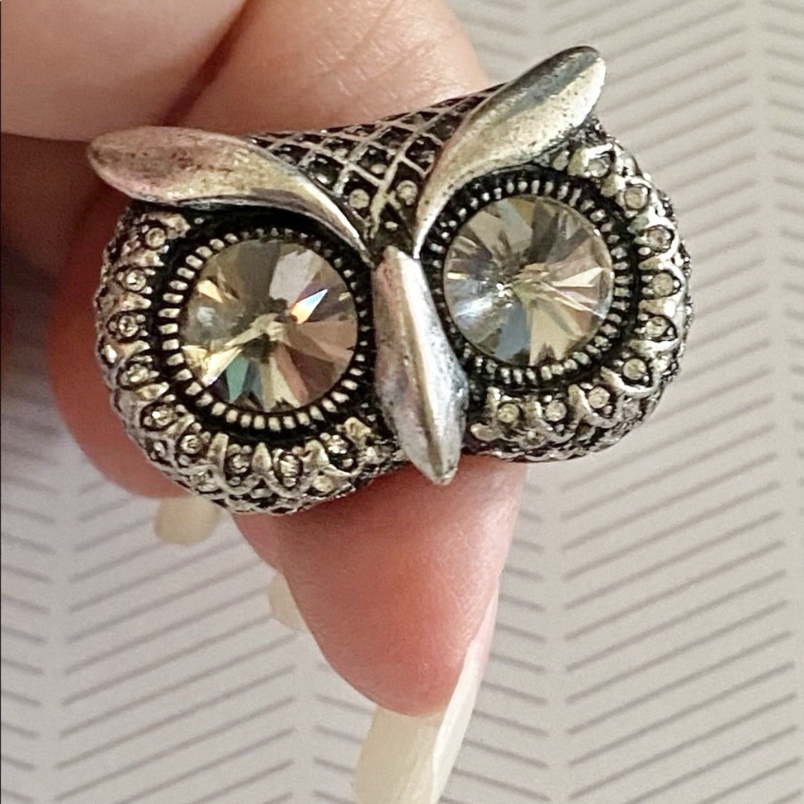 Marcasite Owl Face Ring - image 2